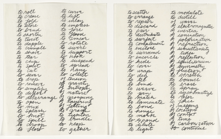 Richard Serra. Verb List. 1967 | MoMa.